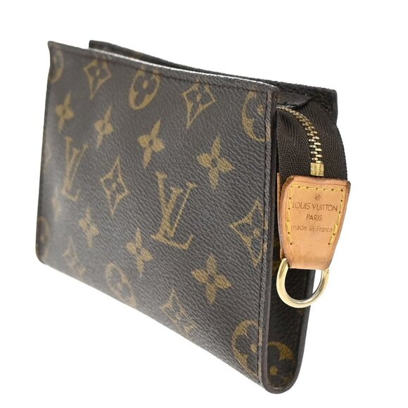 LOUIS VUITTON Logo BUCKET PM Pouch Bag Monogram Leather Brown France - Picture 2 of 15